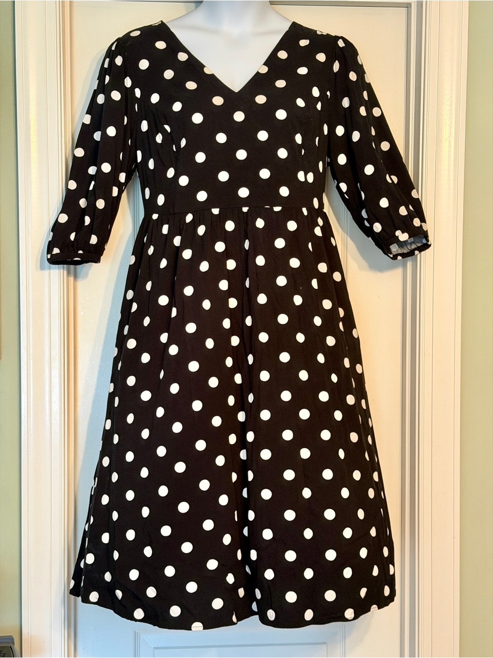 Ava & Viv Black and White Polka Dot Midi Dress
